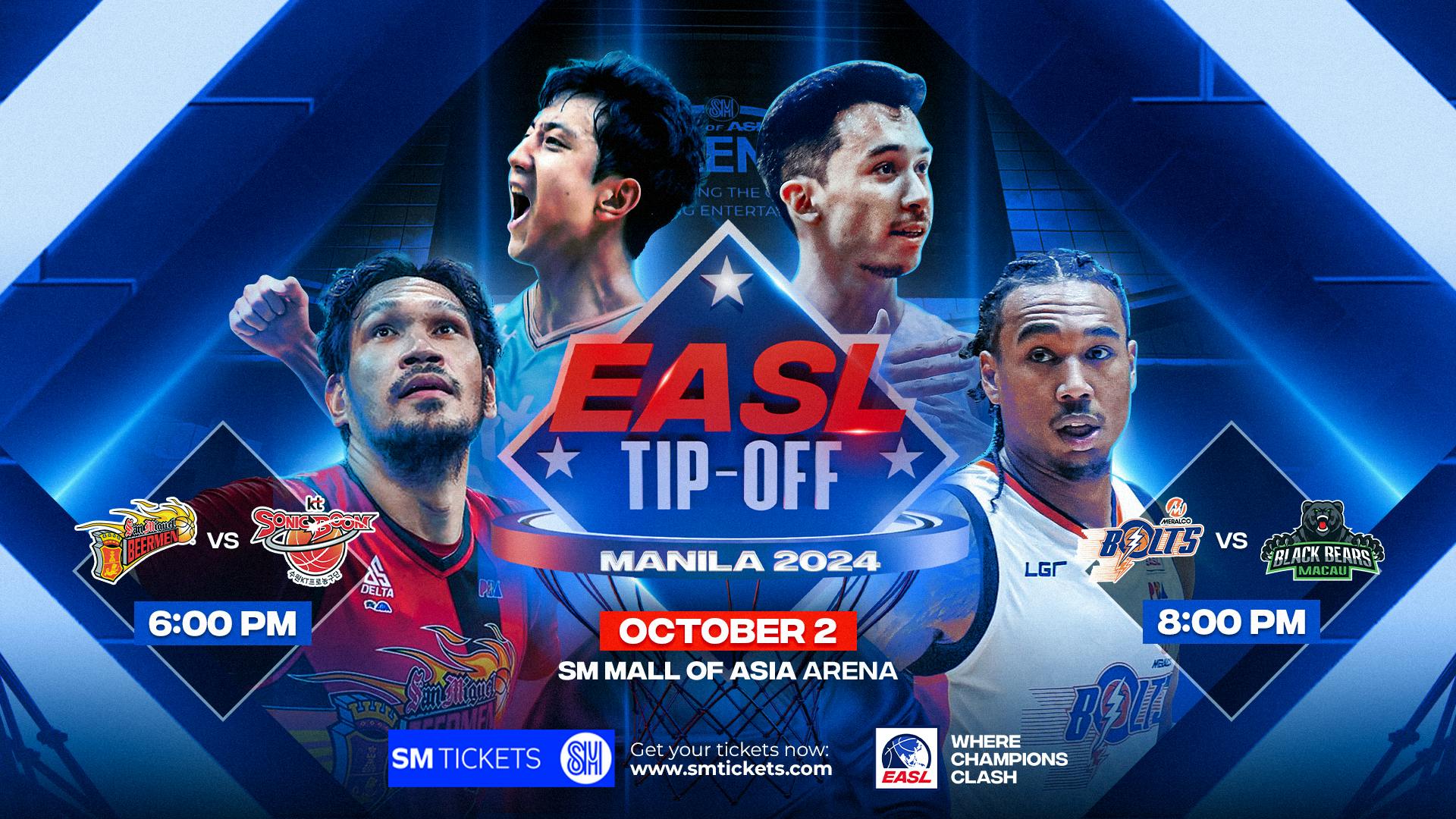 PBA champions San Miguel, Meralco open new EASL season at MOA Arena in October